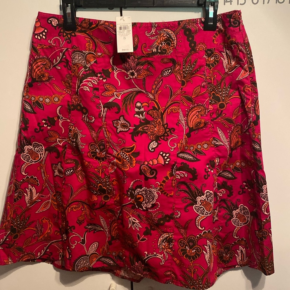 Ann Taylor Pink Floral Paisley A-Line Skirt